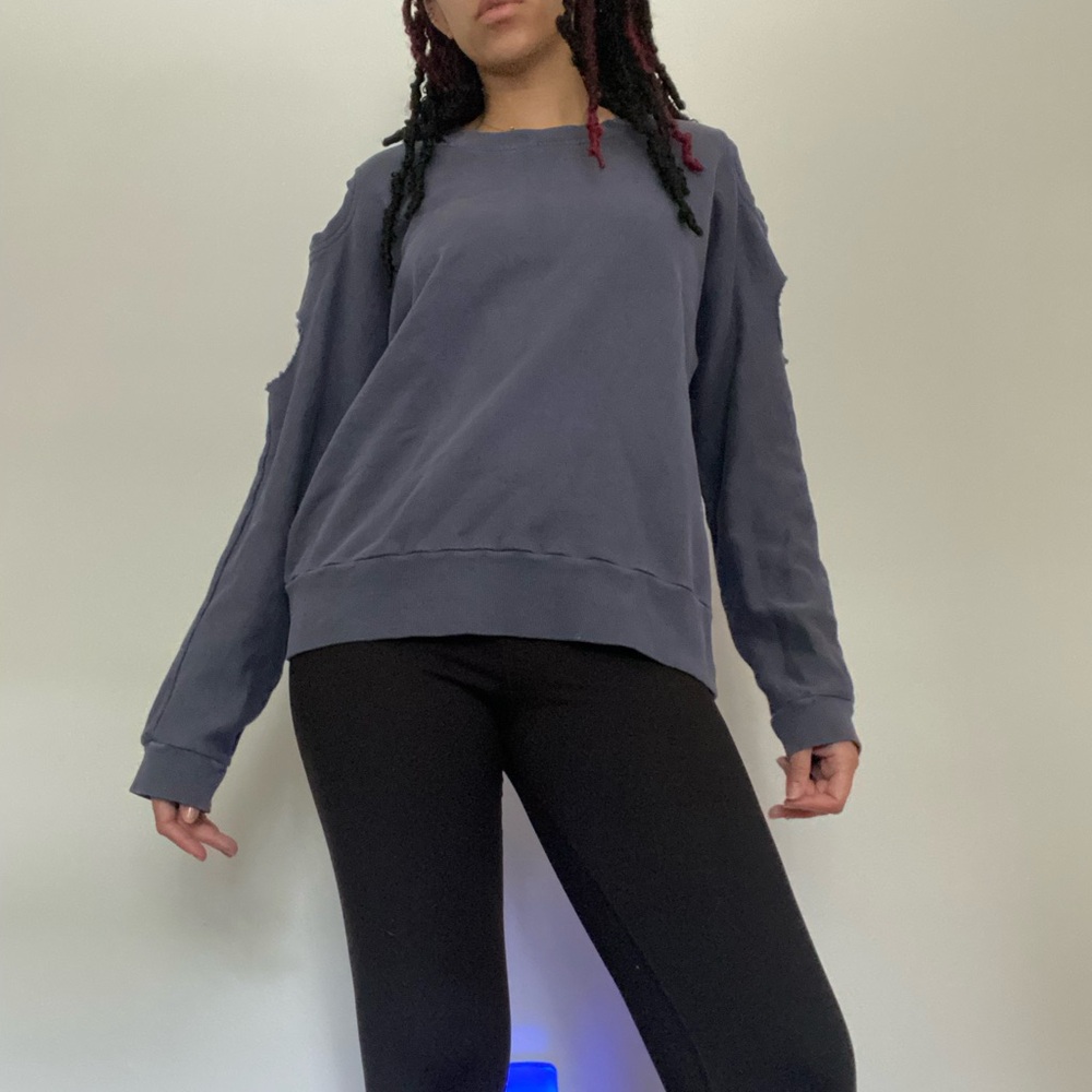 Brandon Thomas Cutout Charcoal Sweatshirt